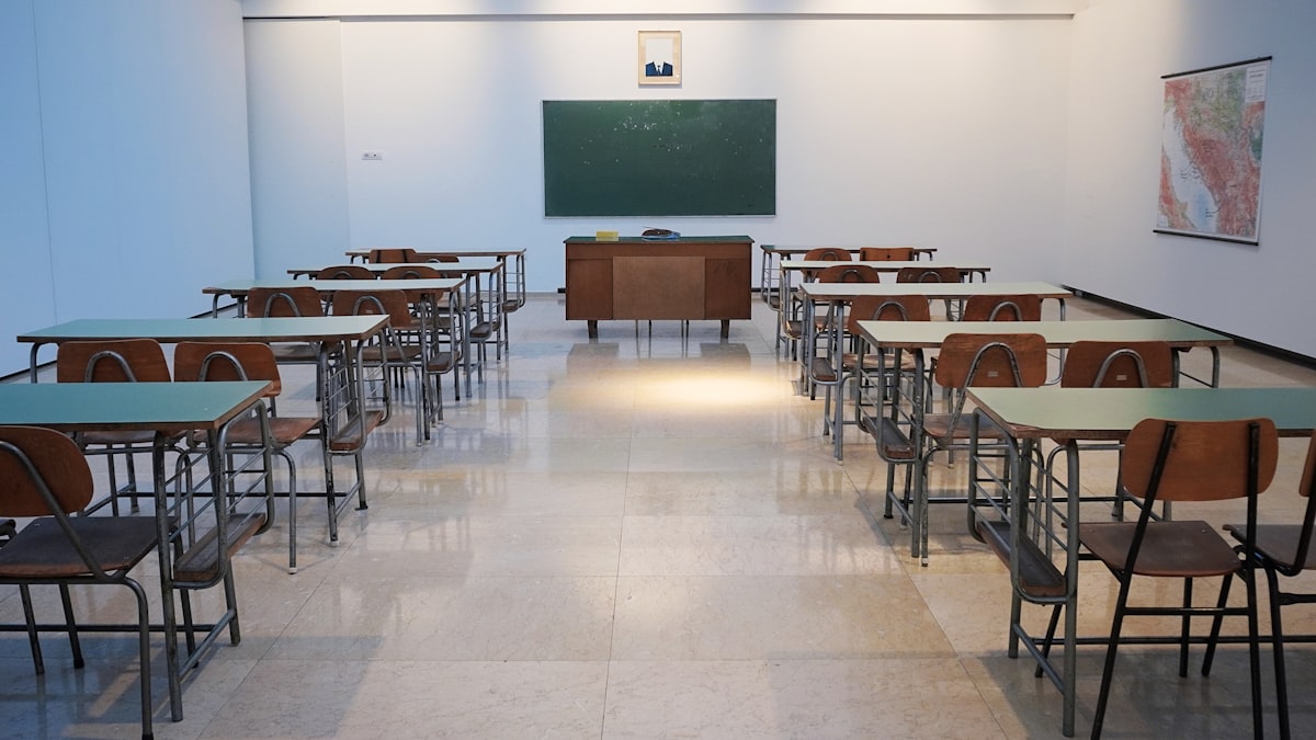 Students in a classroom without phones
